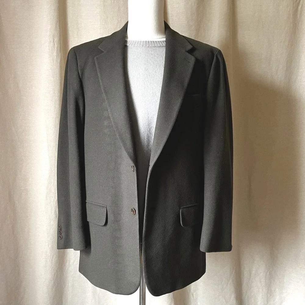 J.Crew Olive Green Wool Blazer 40L Mens 2 Button‎ Classic Sport Coat 90s USA